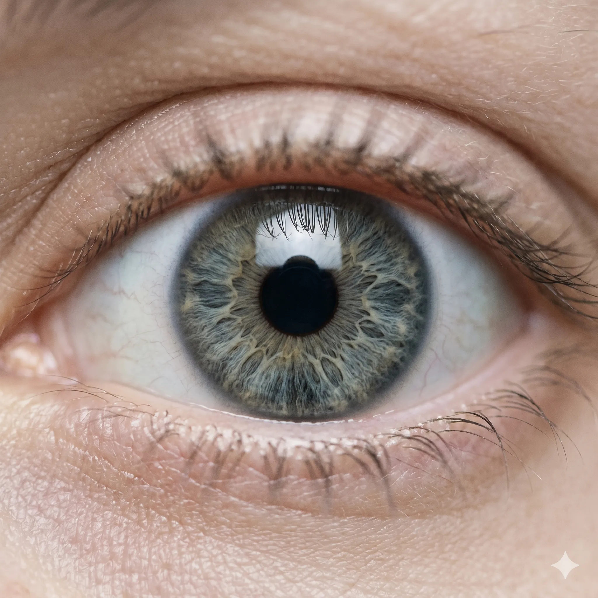 Close-up of eye showing floaters and vision concerns